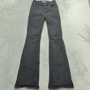 Levi's Jeans Womens 25 Black 726 Flare High Rise Slim Fit Washed Denim